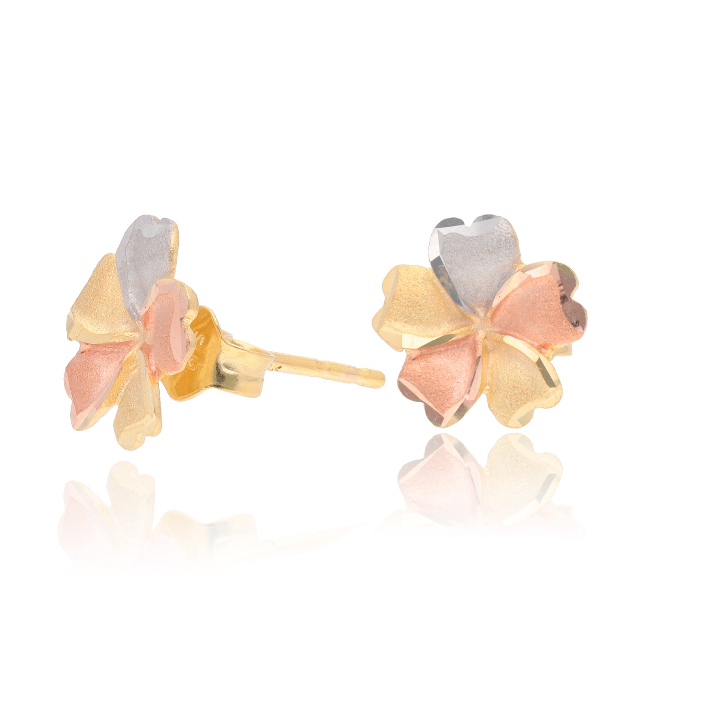 Aretes Oro Florentino Italiano 14 Kilates Flores Hawaii