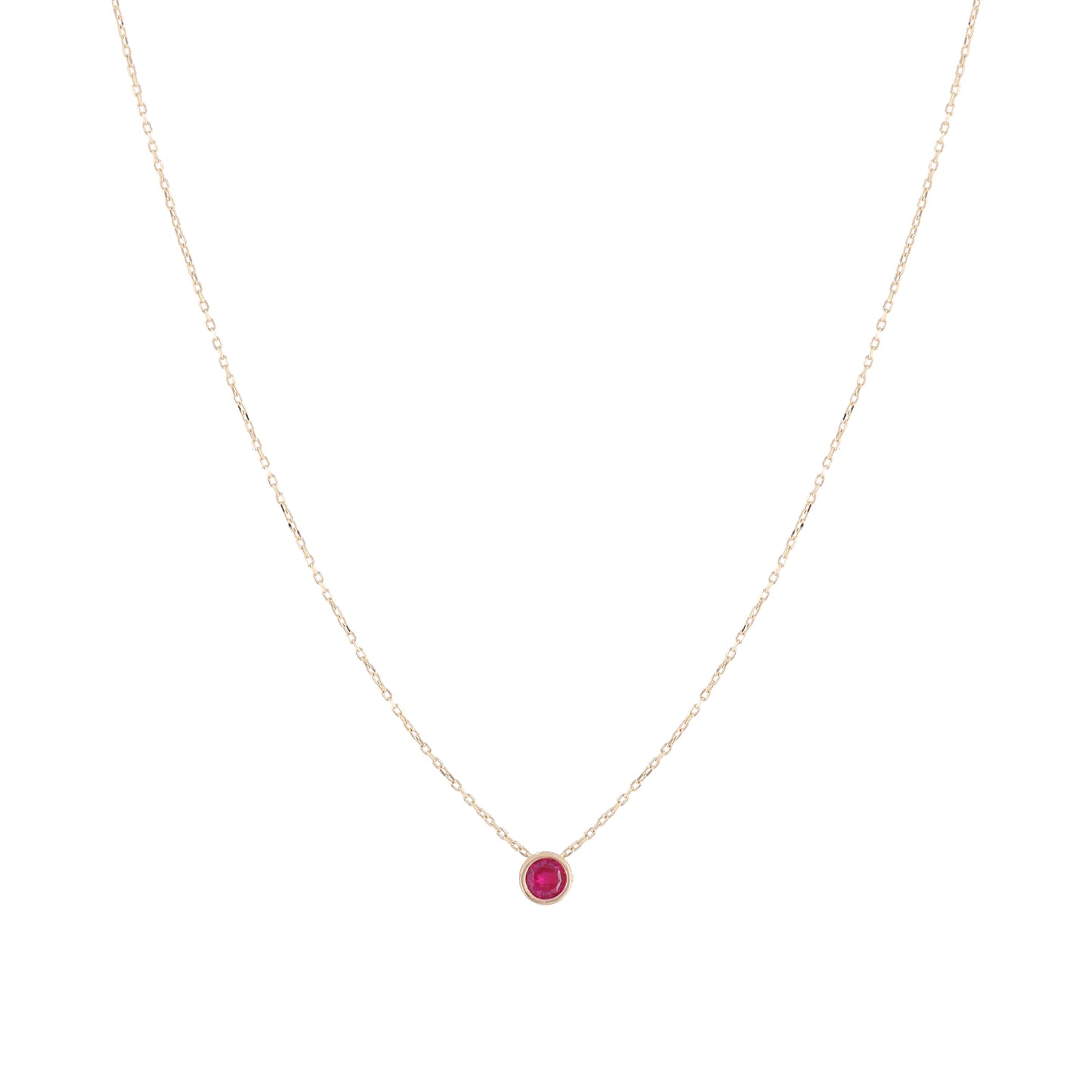 Collar Gargantilla De Oro Sólido 10 Kilates Dije Rojo Rubí