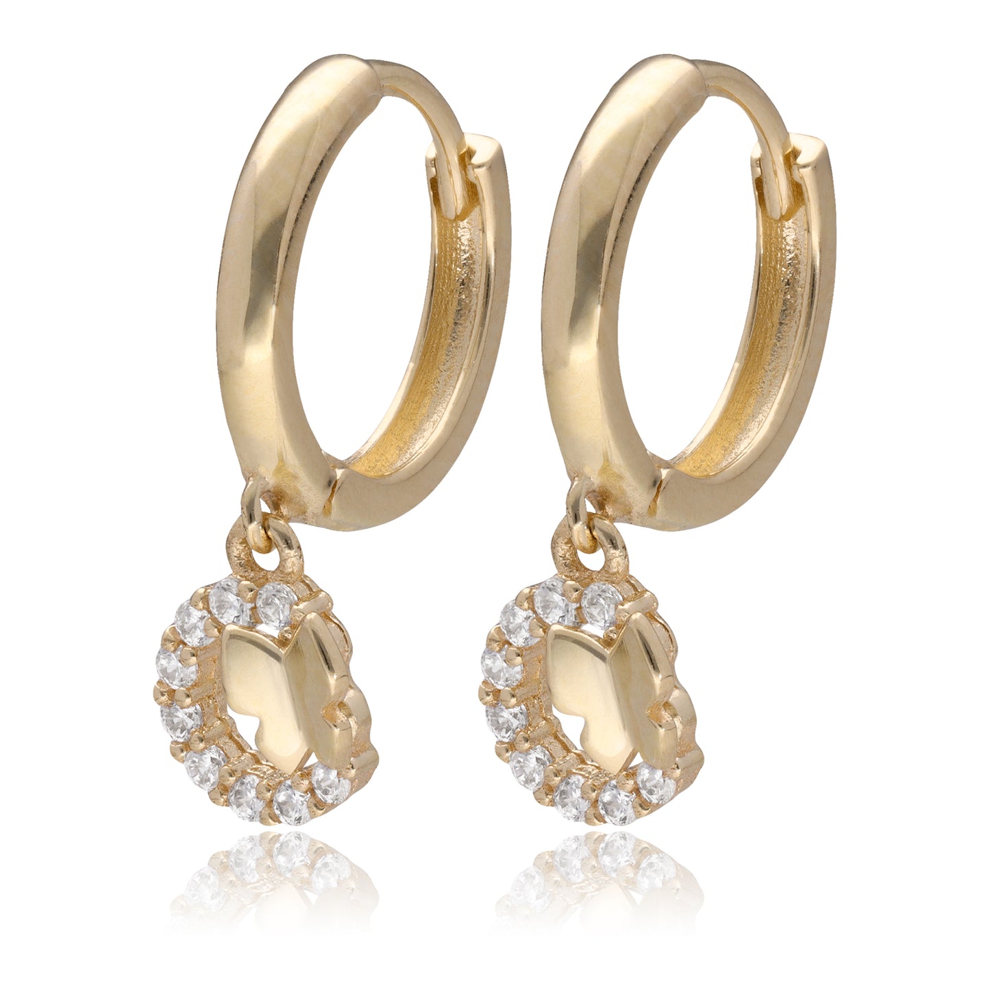 Aretes Oro Italiano 10 Kilates Huggies Con Mariposa