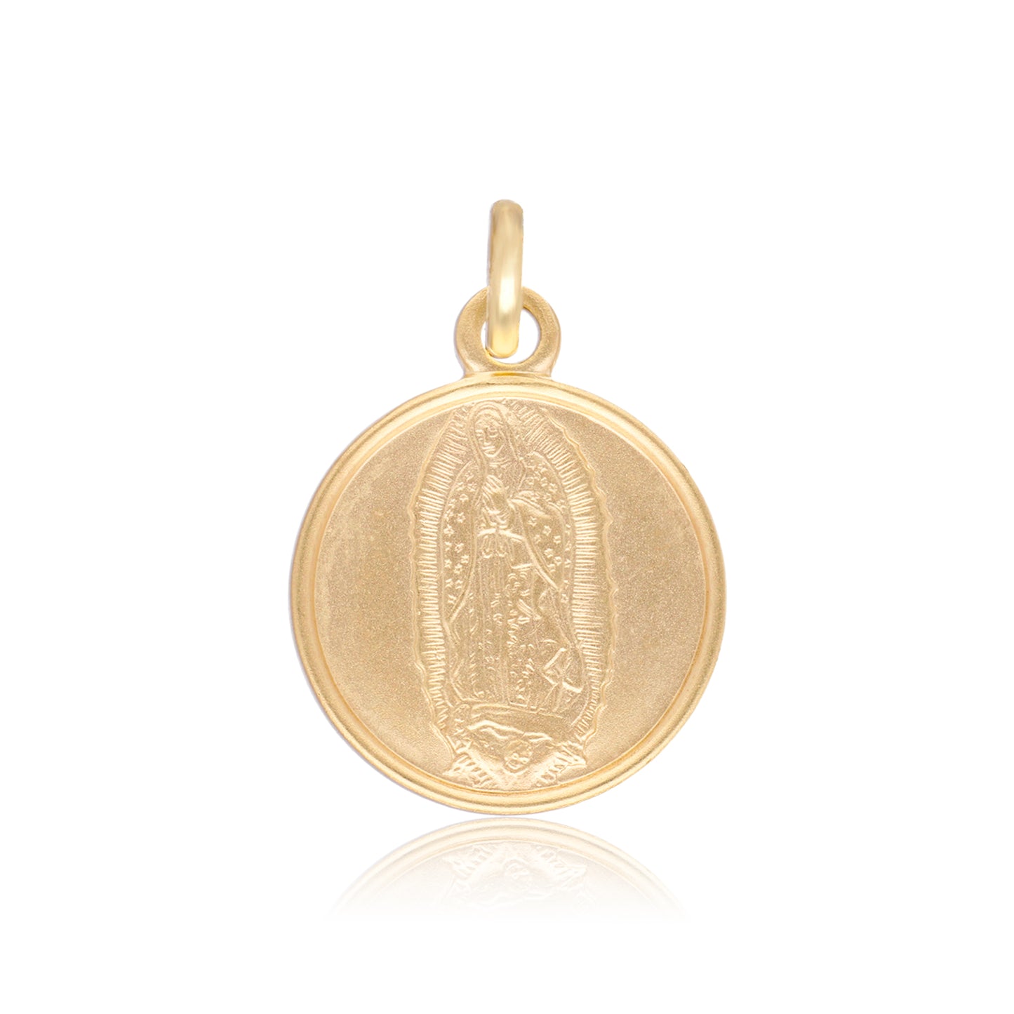 DIJE MEDALLA ORO 14K KILATES SATIN VIRGEN GUADALUPE 1.4 CM