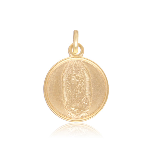 DIJE MEDALLA ORO 14K KILATES SATIN VIRGEN GUADALUPE 1.4 CM