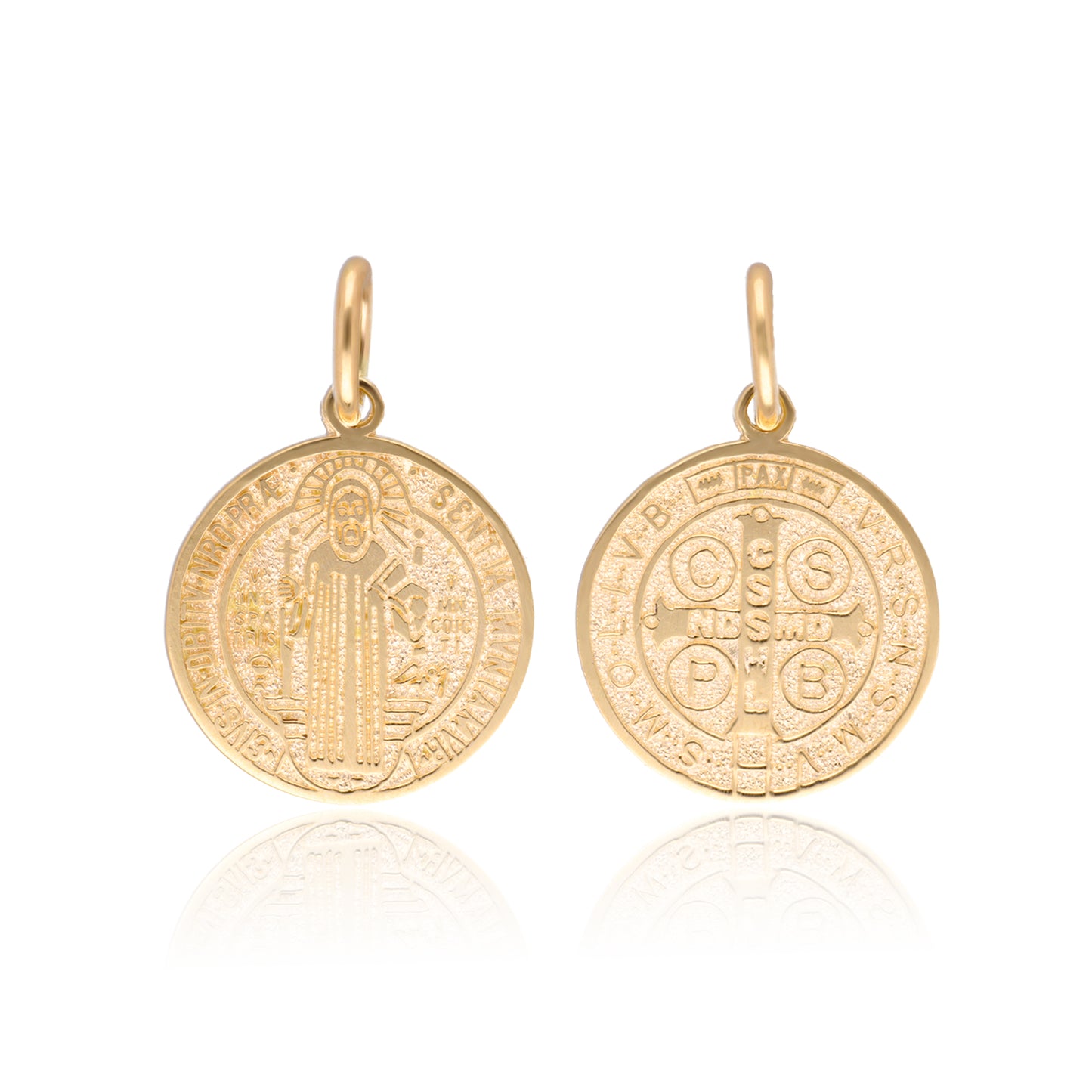 DIJE MEDALLA DE ORO 14K KILATES DISEÑO SAN BENITO 1.6 CM