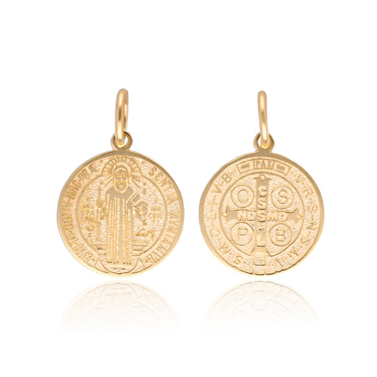 DIJE MEDALLA DE ORO 14K KILATES DISEÑO SAN BENITO 1.6 CM
