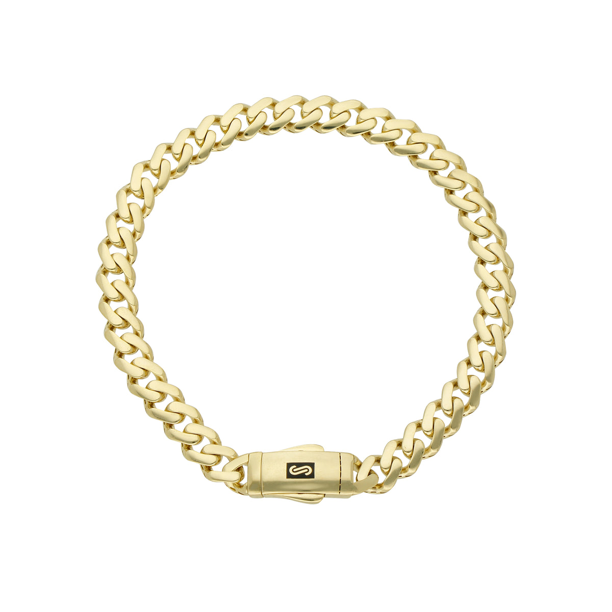 PULSO DE ORO 14K KILATES DISEÑO CUBANA MONACO ORIGINAL 6.5 MM / 19 CM