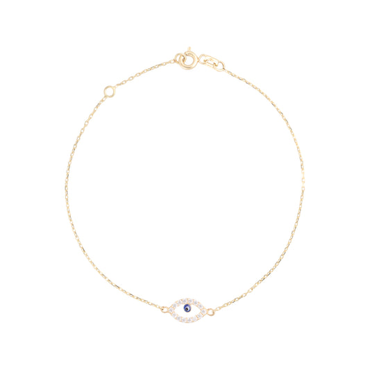 Pulso De Oro Italiano 10 Kilates Ojo Con Pequeño Nazar