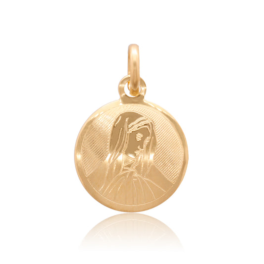 DIJE MEDALLA ORO 14K KILATES BUSTO VIRGEN GUADALUPE 1.2 CM