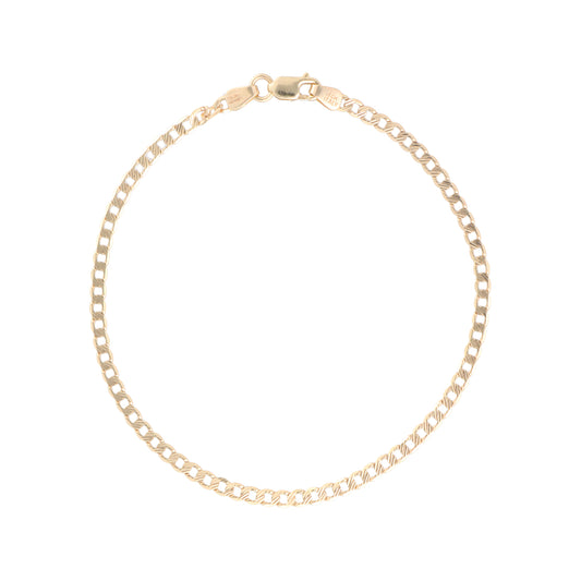 Pulso De Oro Sólido 14 Kilates Barbado 2.6 mm 18 CM