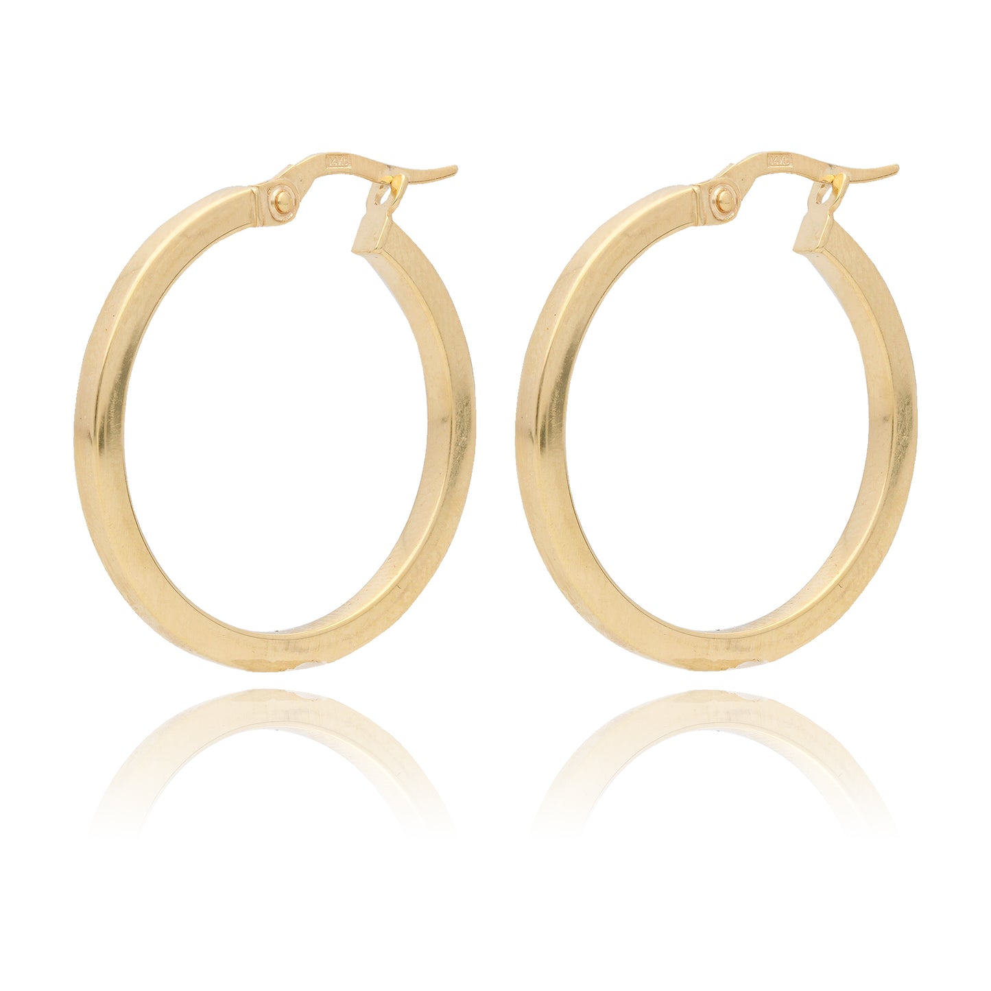 Aretes Arracadas Oro Italiano 14 Kilates Cuadradas Lisas 2.5 CM