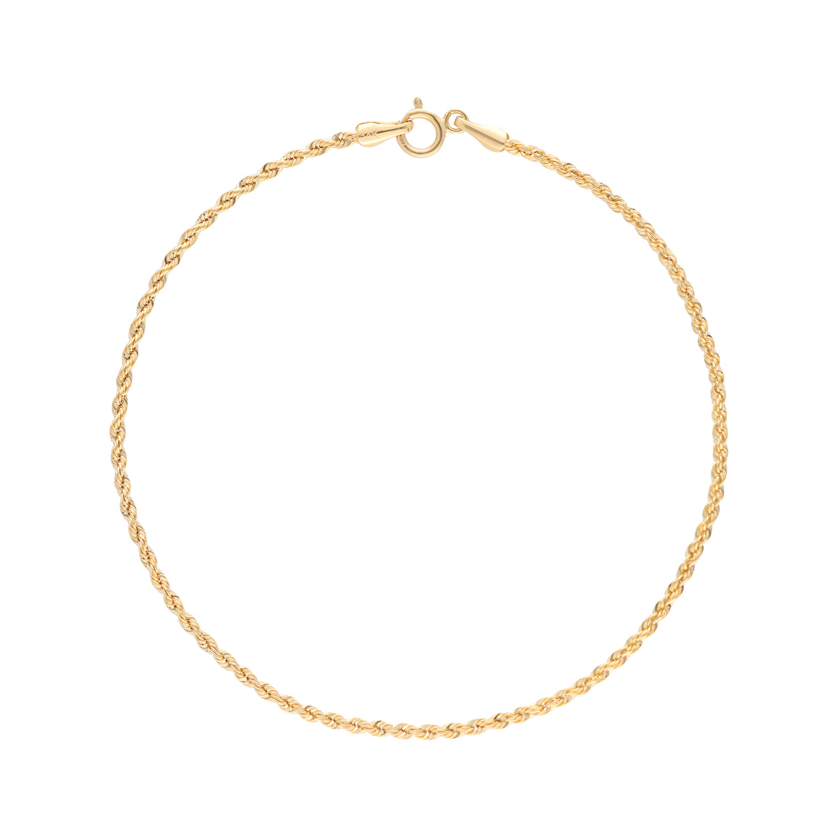 Pulso De Oro Italiano 14 Kilates Torzal 2 MM 18 CM