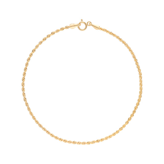 Pulso De Oro Italiano 14 Kilates Torzal 2 MM 18 CM