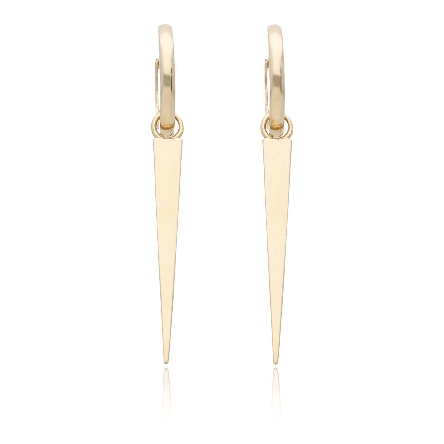 Aretes Oro Italiano 14 Kilates Huggies Con Diseño Largo