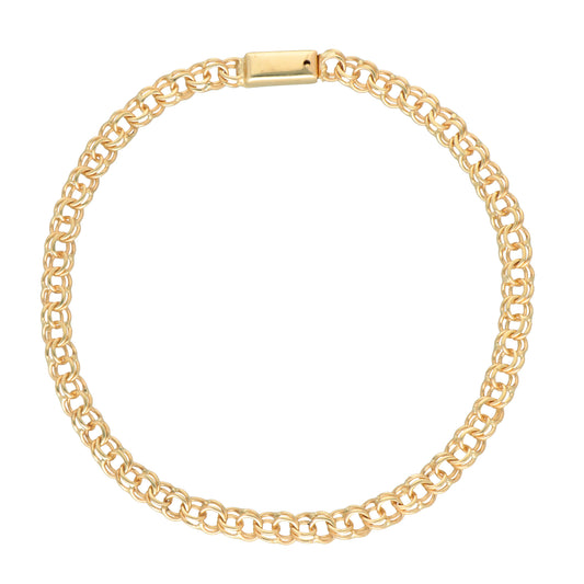 Pulso De Oro Sólido 10 Kilates Tejido Chino 4 MM 21 CM
