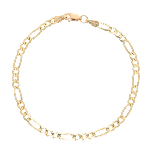 Pulso De Oro Sólido 10 Kilates Estilo Fígaro 4 MM 21 CM