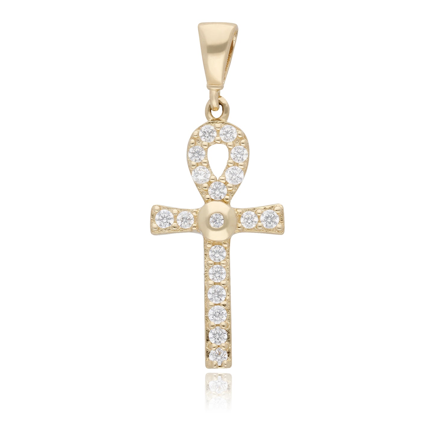 Dije De Oro Italiano 14 Kilates Cruz Egipcia Con Piedras