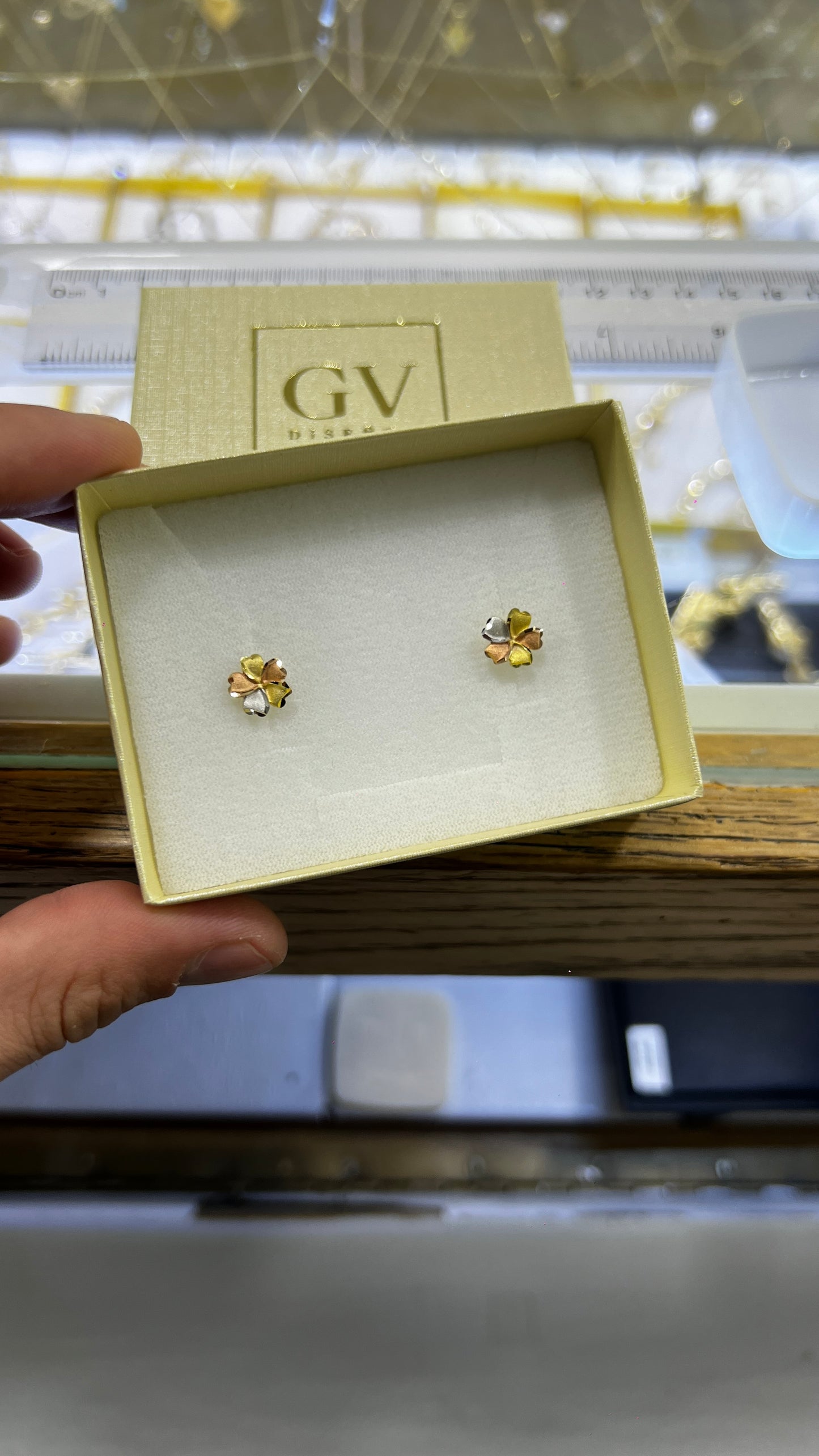 Aretes Oro Florentino Italiano 14 Kilates Flores Hawaii