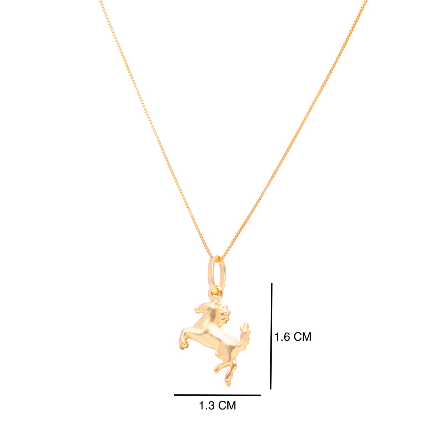 COLLAR DE ORO ITALY 14K KILATES DISEÑO CABALLO GALOPANDO