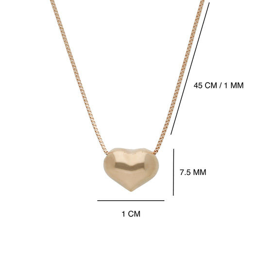 Collar Gargantilla de Oro Rosa 14K Kilates Diseño Corazón Transversal