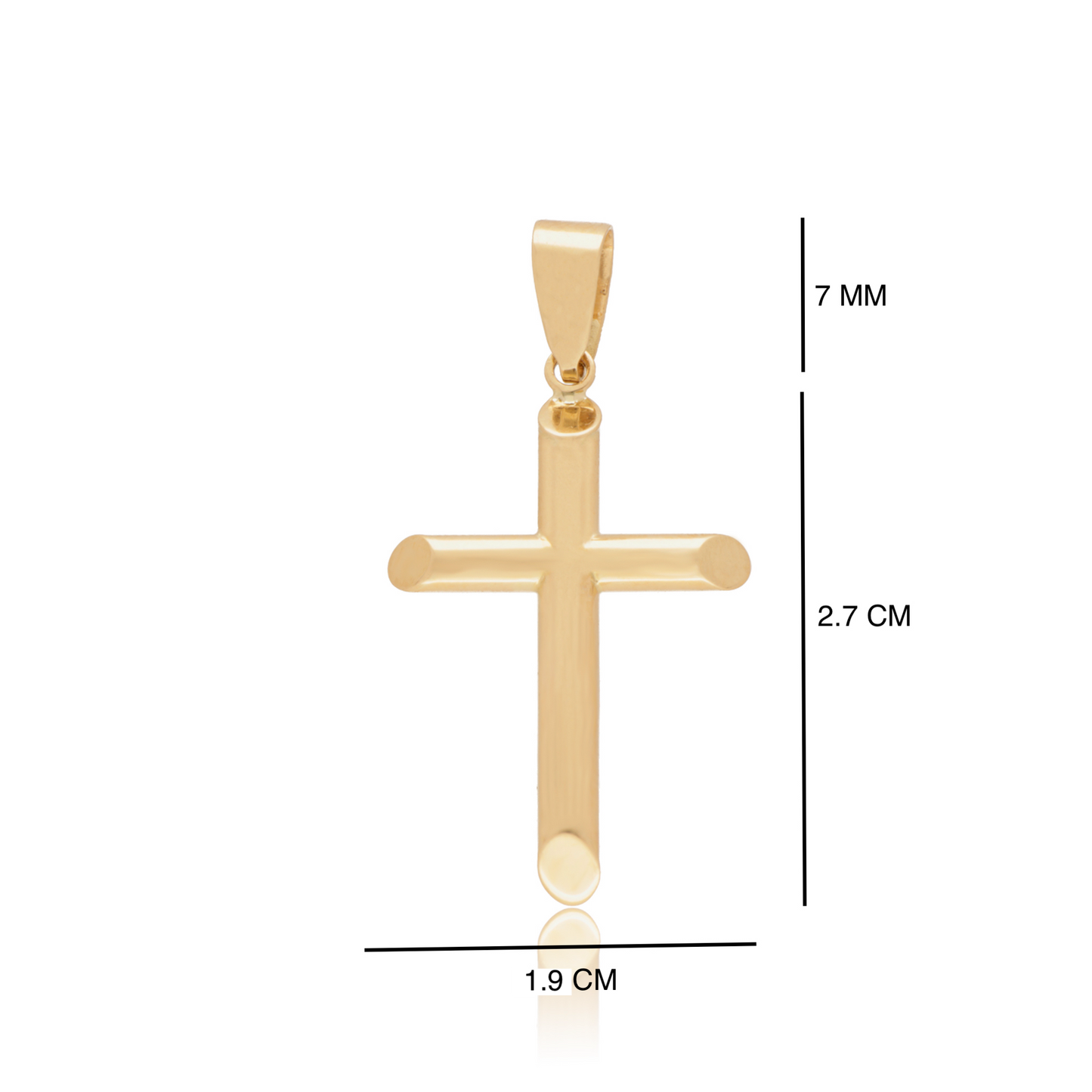 DIJE DE ORO 14K KILATES DISEÑO CRUZ TUBULAR LISA 2.7 CM
