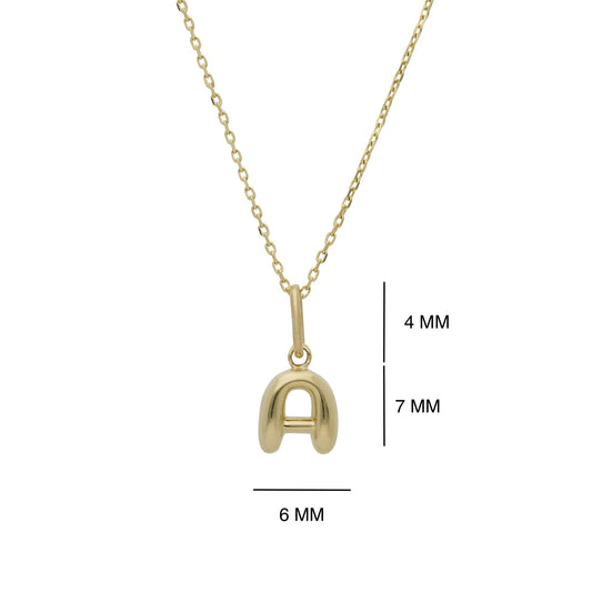 Collar Gargantilla de Oro Florentino 14K Kilates Diseño Letra "A" Pequeña
