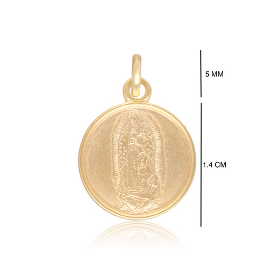 DIJE MEDALLA ORO 14K KILATES SATIN VIRGEN GUADALUPE 1.4 CM