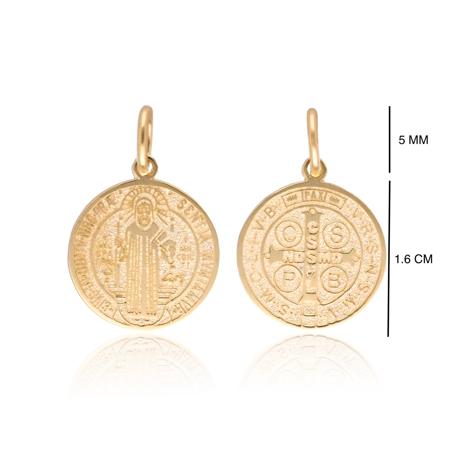DIJE MEDALLA DE ORO 14K KILATES DISEÑO SAN BENITO 1.6 CM