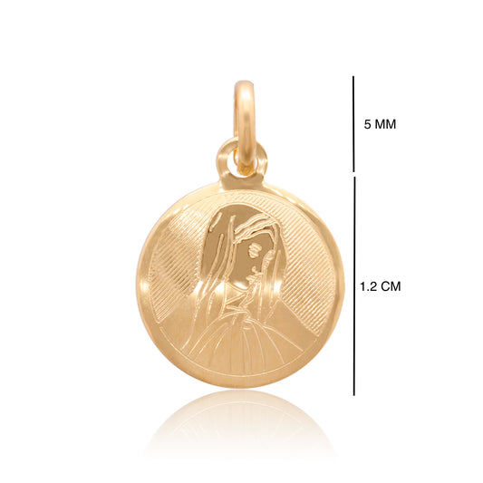 DIJE MEDALLA ORO 14K KILATES BUSTO VIRGEN GUADALUPE 1.2 CM