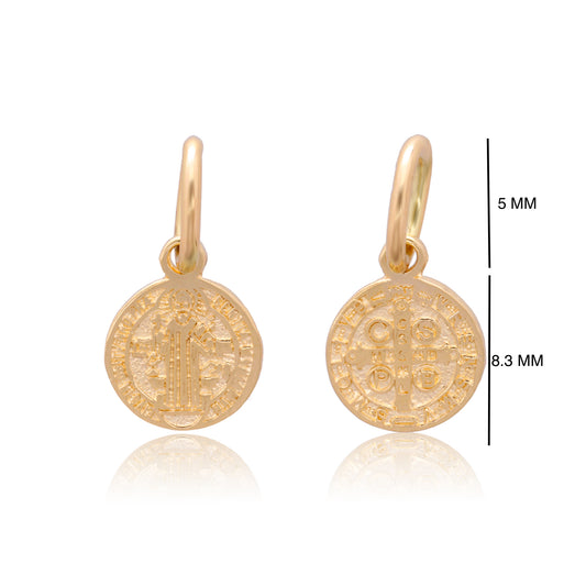 DIJE MEDALLA DE ORO 14K KILATES DISEÑO SAN BENITO 0.84 CM
