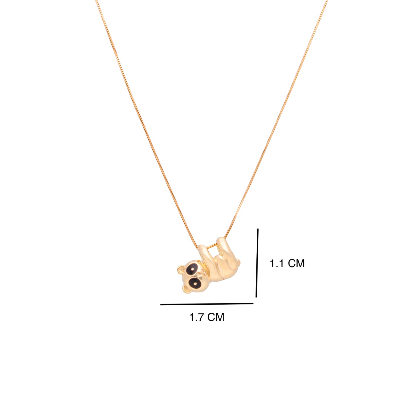 COLLAR DE ORO 14K KILATES DIJE TRANSVERSAL PANDA
