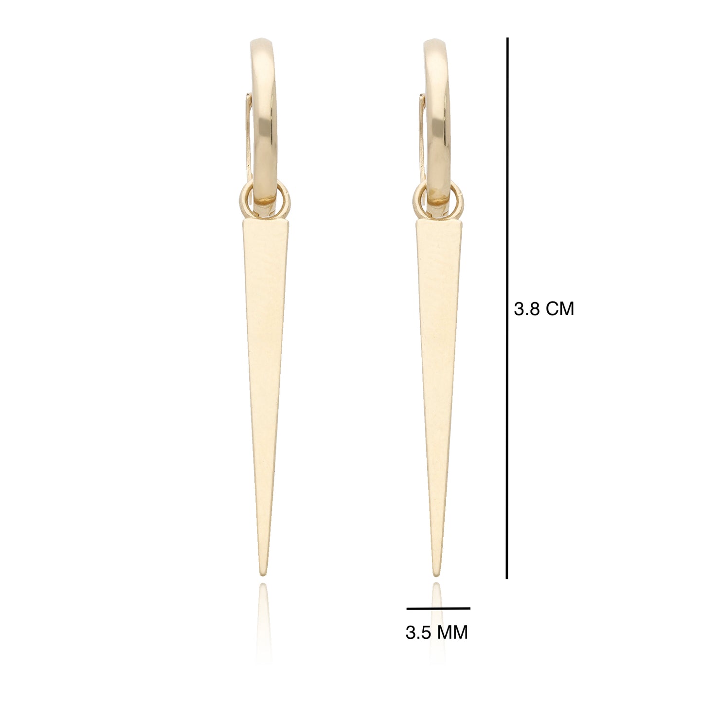 Aretes Oro Italiano 14 Kilates Huggies Con Diseño Largo