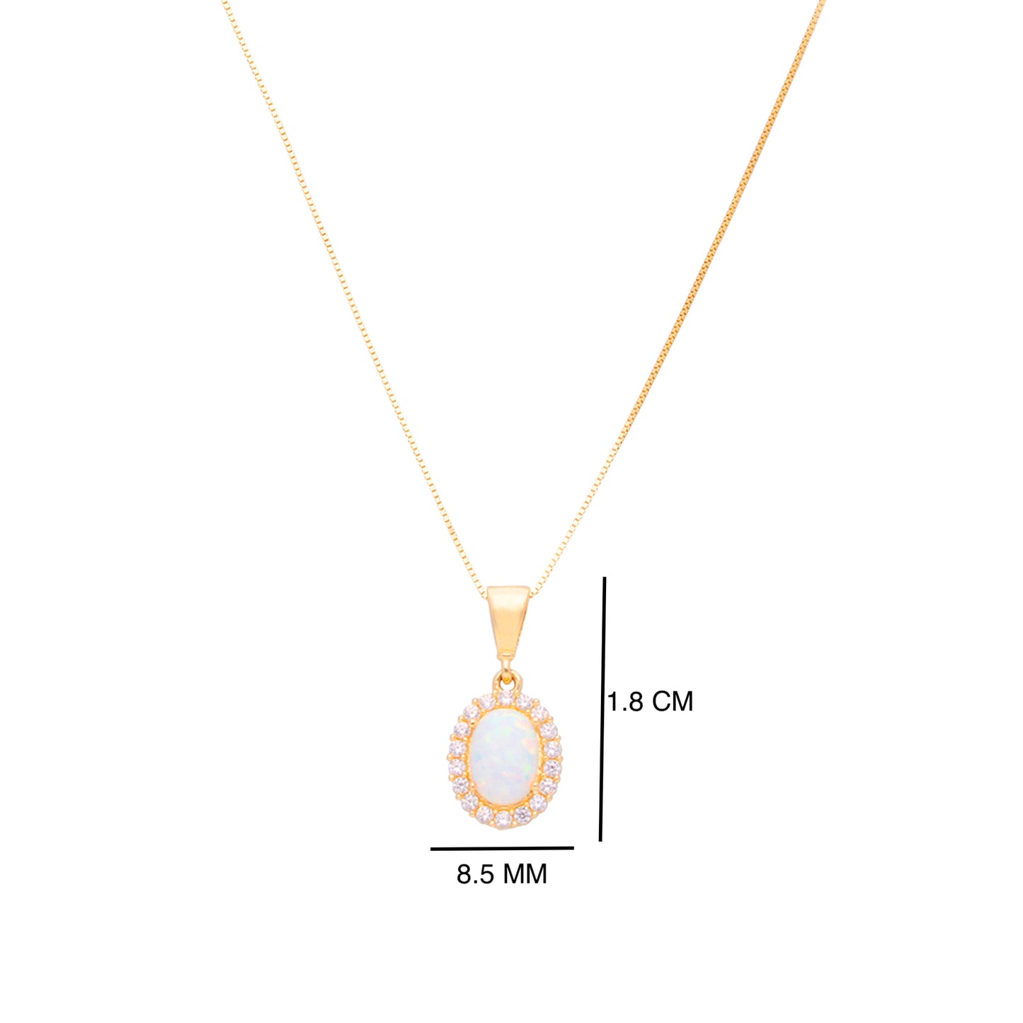 COLLAR DE ORO 14K KILATES DIJE OPALO DISEÑO OVAL