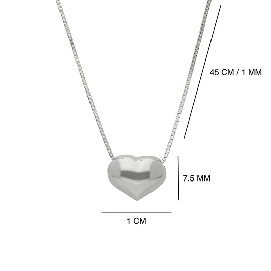 Collar Gargantilla de Oro Blanco 14K Kilates Diseño Corazón Transversal