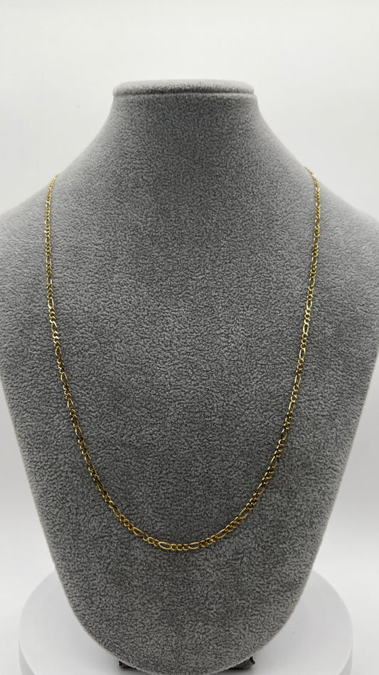 CADENA DE ORO SÓLIDO 10 KILATES TEJIDO FIGARO 2.5 MM