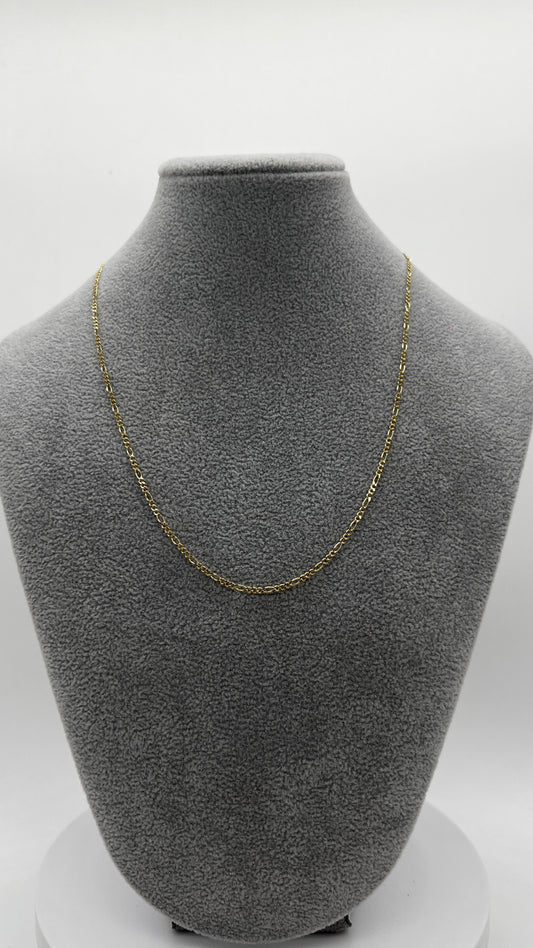 CADENA DE ORO SÓLIDO 10 KILATES TEJIDO FIGARO 2 MM
