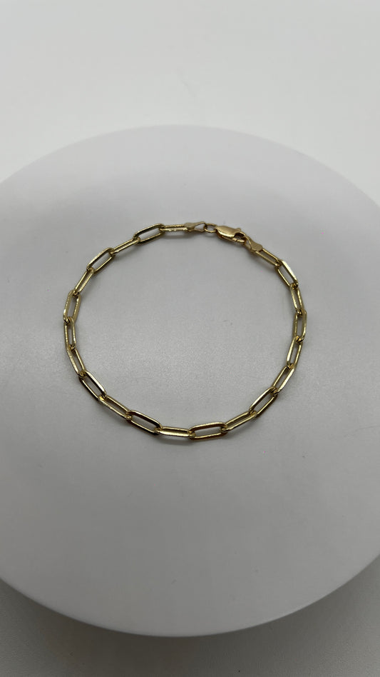 PULSO DE ORO SÓLIDO 10 KILATES TEJIDO CLIPS / INGLÉS 4.5 MM 21 CM