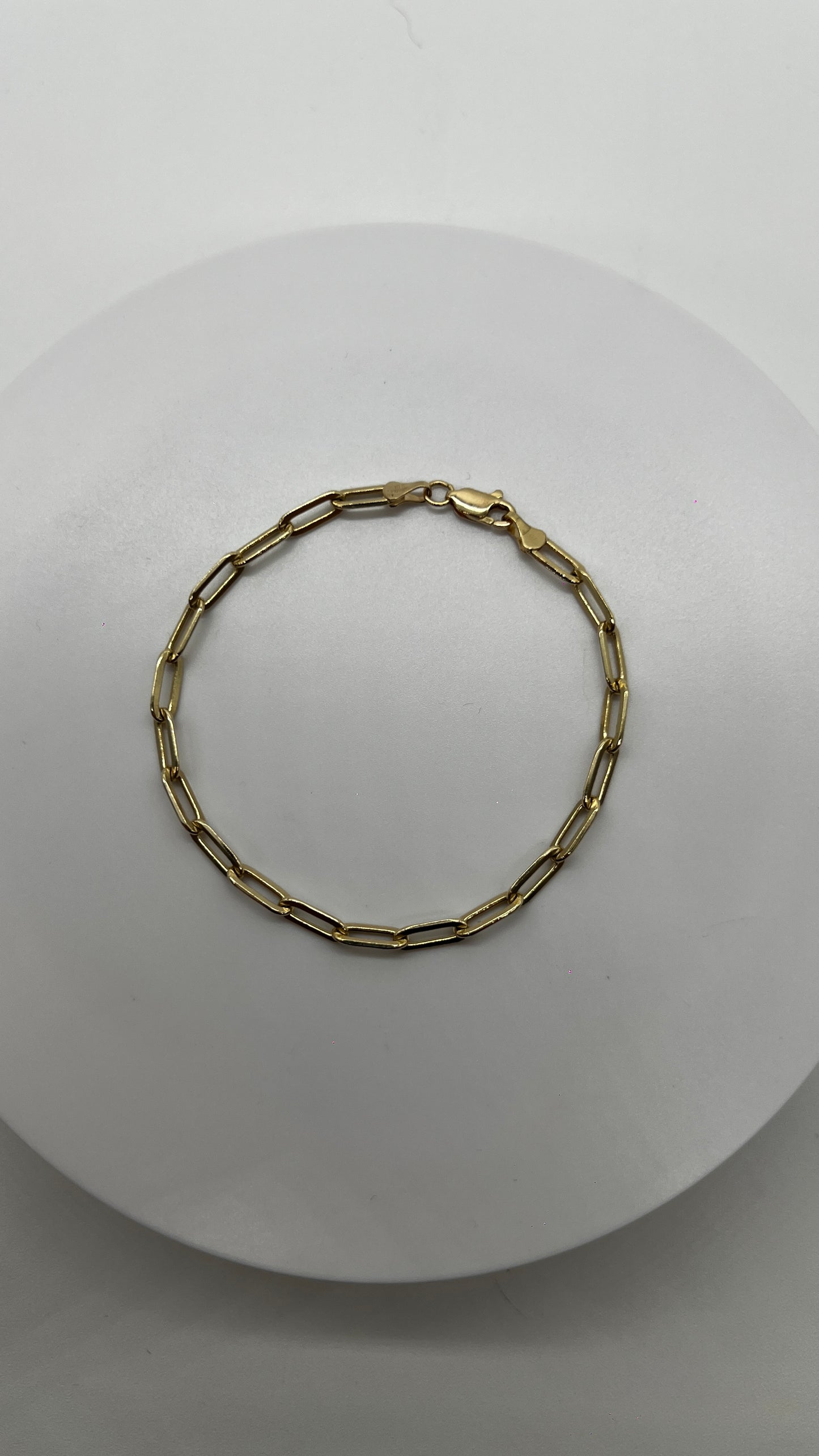 PULSO DE ORO SÓLIDO 10 KILATES TEJIDO CLIPS / INGLÉS 4.5 MM 21 CM
