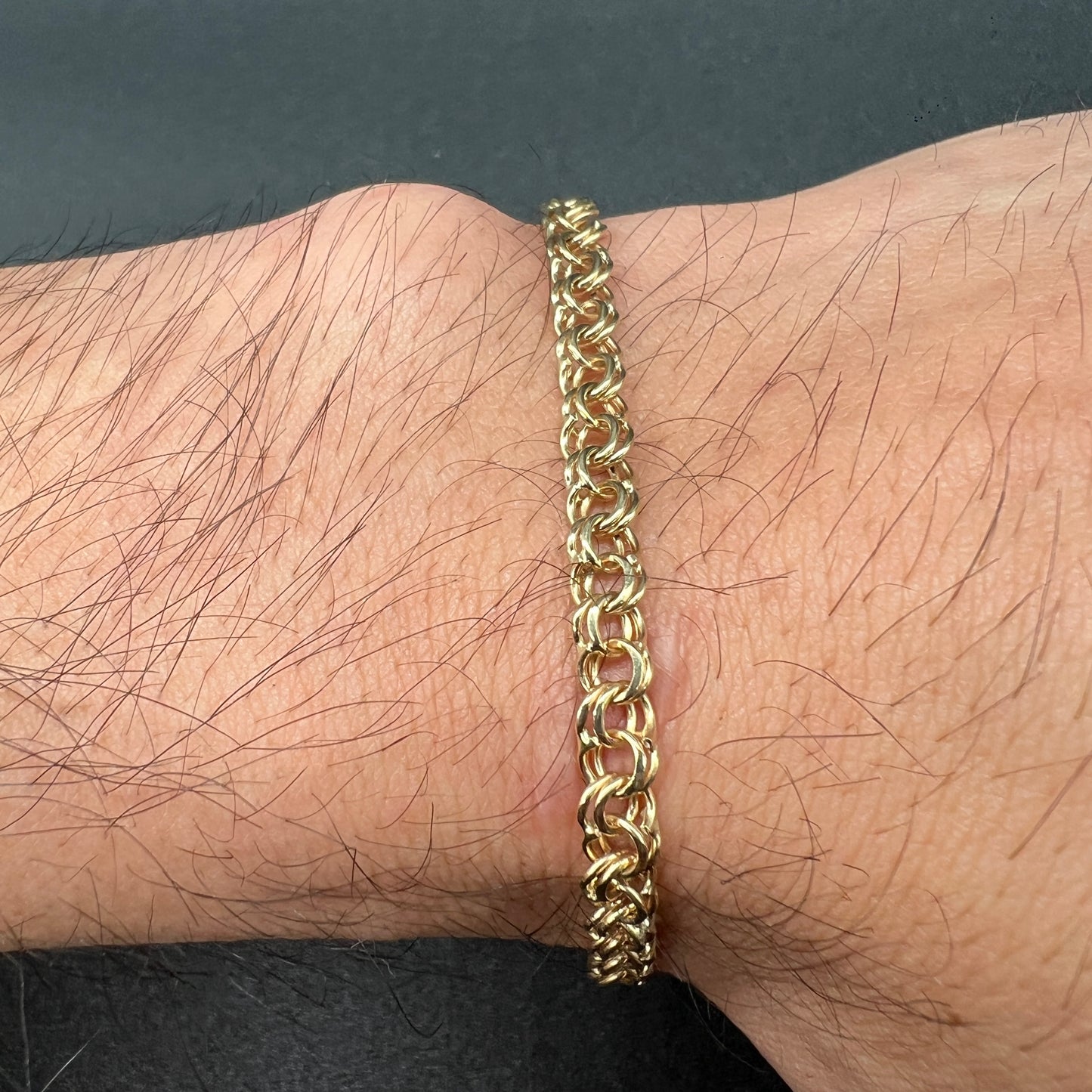 Pulso De Oro Sólido 10 Kilates Tejido Chino 4 MM 21 CM
