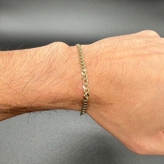 Pulso De Oro Sólido 10 Kilates Barbado 4 MM