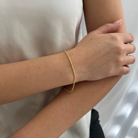 Pulso De Oro Italiano 14 Kilates Torzal 2 MM 18 CM