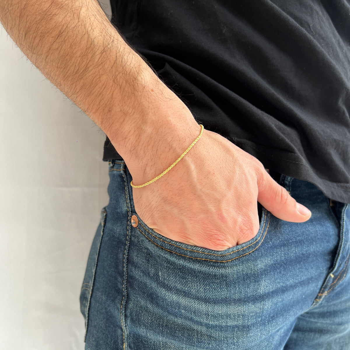 Pulso De Oro Italiano 14 Kilates Torzal 2 MM 18 CM