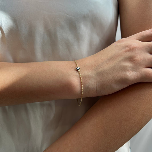 Pulso De Oro Italiano 10 Kilates Ojo Turco/Nazar, Azul Marino