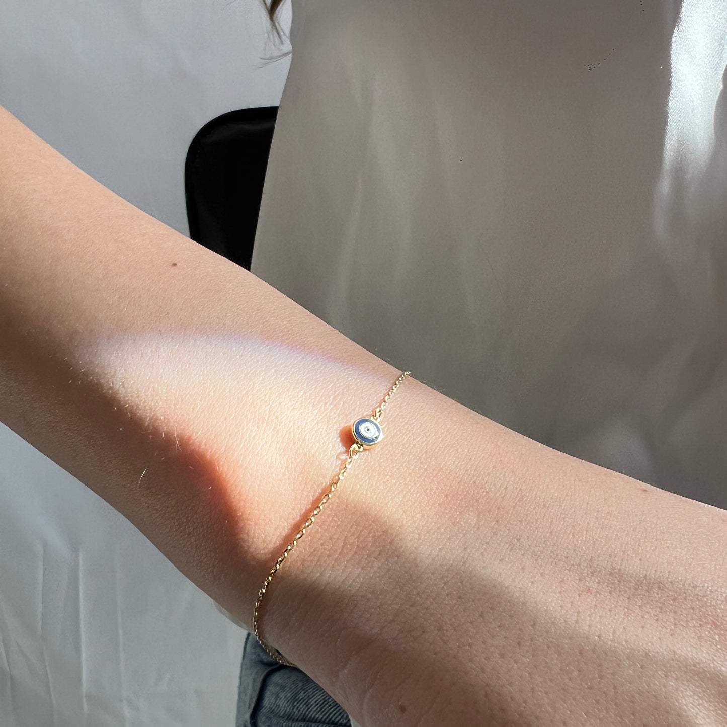 Pulso De Oro Italiano 10 Kilates Ojo Turco/Nazar, Azul Marino