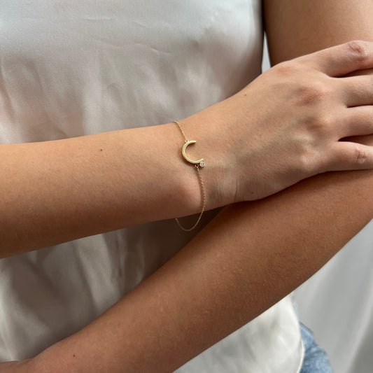 Pulso De Oro Italiano 10 Kilates Diseño Medio Circulo