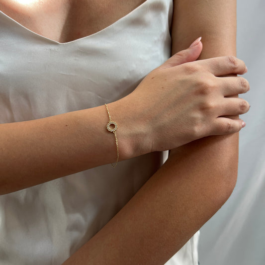 Pulso De Oro Italiano 10 Kilates Aro Completo Con Piedras