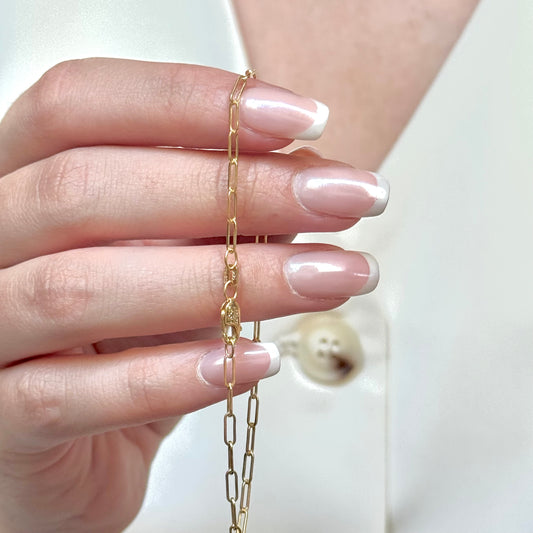 PULSO DE ORO ITALIANO 14K KILATES DISEÑO CLIPS 18 CM 2.2 MM