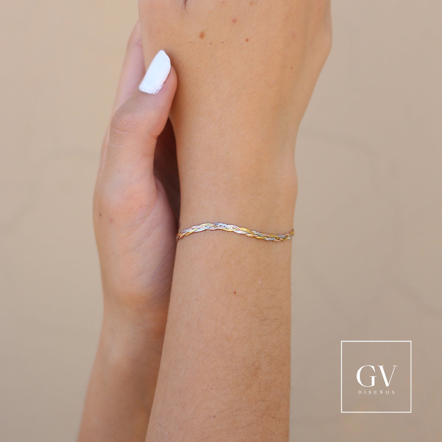 Juego Cadena y Pulso Trenzado Oro Florentino 14 Kilates