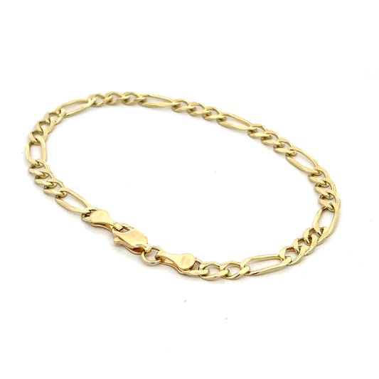 PULSO DE ORO SÓLIDO 10 KILATES TEJIDO FIGARO 3.5 MM 19 CM
