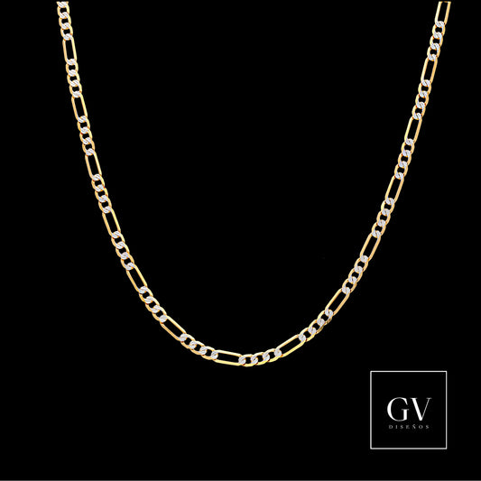 CADENA DE ORO SÓLIDO 14 KILATES DISEÑO FIGARO DIAMANTADO 2.5 MM