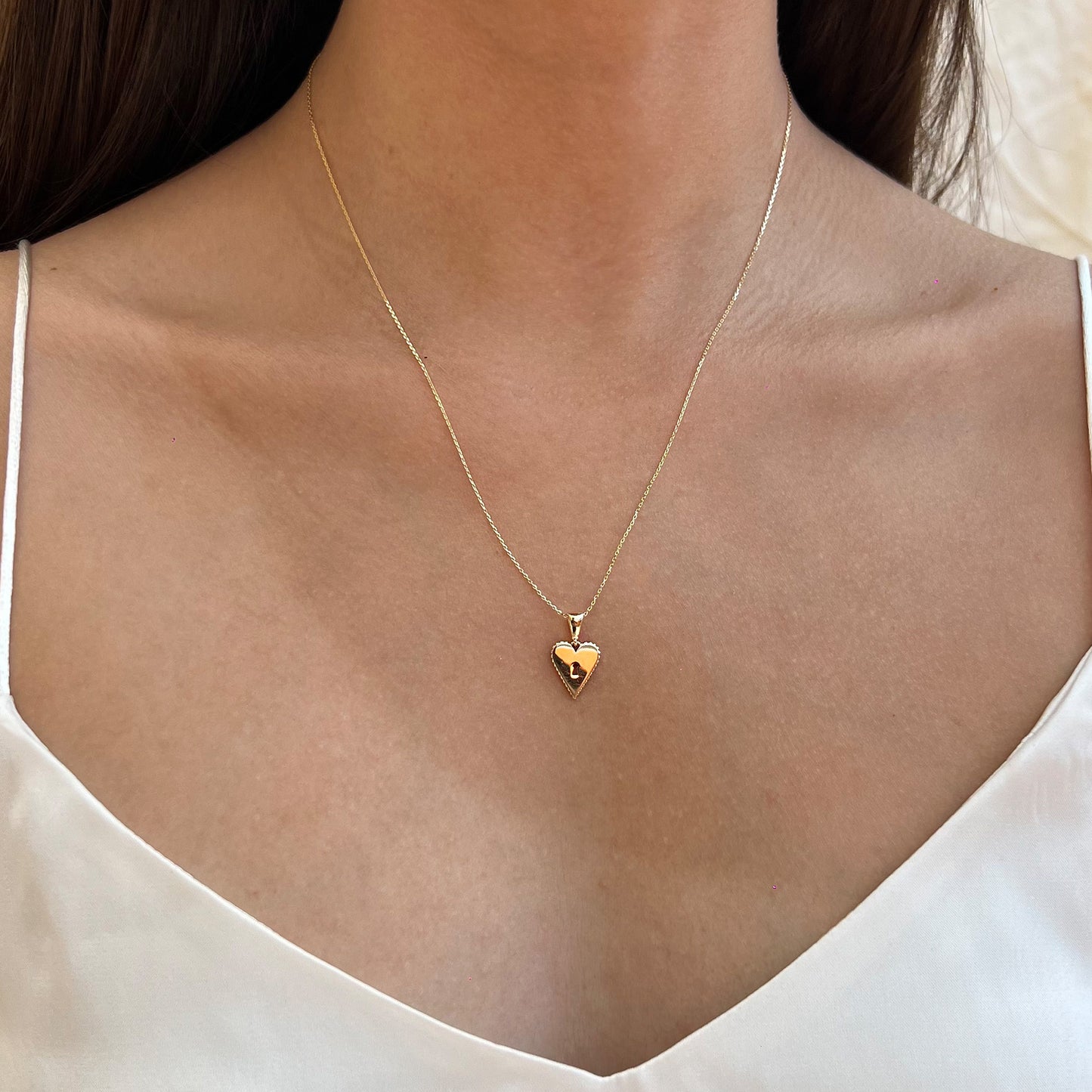 Gargantilla Corazón Cerradura Oro 14 Kilates