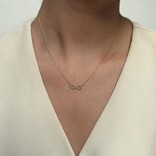 Collar Gargantilla Oro 10K Kilates Diseño Infinito Liso 45 CM