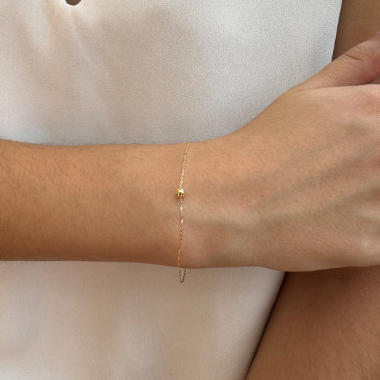 Pulso De Oro 10 Kilates Esferita Sola